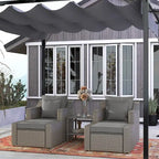 Outsunny 5 Piece Patio Furniture Set, All Weather PE Rattan Conversation Chair, and Ottoman Set
