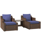 Outsunny 5 Piece Patio Furniture Set, All Weather PE Rattan Conversation Chair, and Ottoman Set