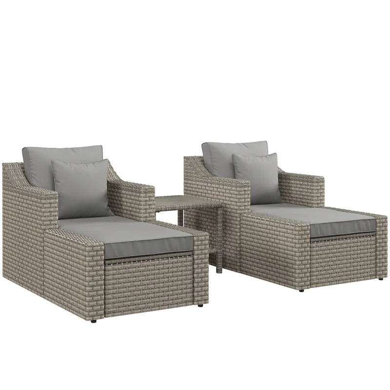 Outsunny 5 Piece Patio Furniture Set, All Weather PE Rattan Conversation Chair, and Ottoman Set