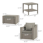 Outsunny 5 Piece Patio Furniture Set, All Weather PE Rattan Conversation Chair, and Ottoman Set