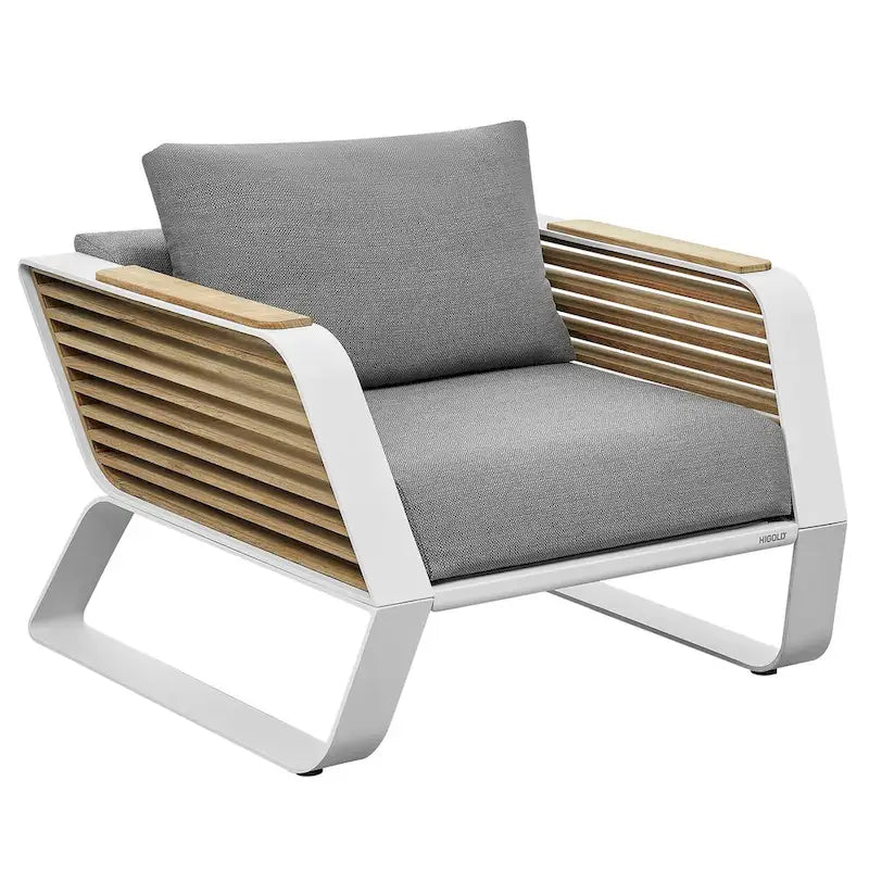 Gray & White Aluminum Outdoor Sofa Set for 5