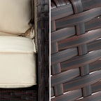 AVAWING 5-Piece Outdoor Khaki Wicker Rattan Conversation Set with Ottoman Table