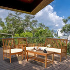4 Piece Outdoor Patio Lounge Conversation Set with Soft Cushions and Coffee Table