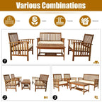 4 Piece Outdoor Patio Lounge Conversation Set with Soft Cushions and Coffee Table