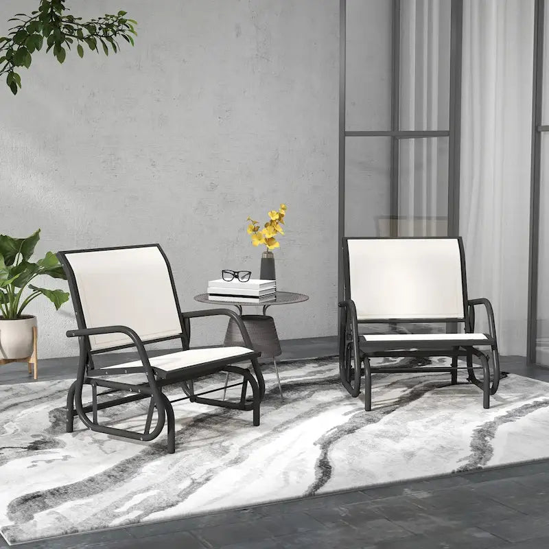Metal Frame Swing Glider Chairs with Breathable Mesh Fabric (Set of 2)