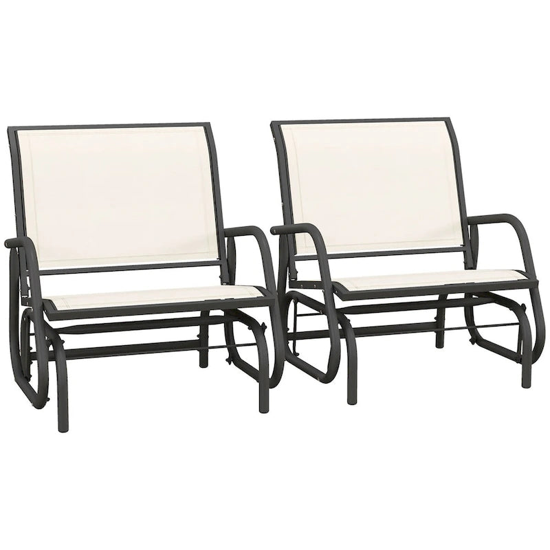 Metal Frame Swing Glider Chairs with Breathable Mesh Fabric (Set of 2)