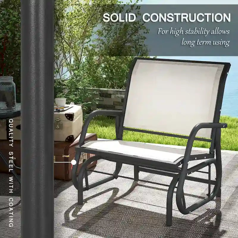 Metal Frame Swing Glider Chairs with Breathable Mesh Fabric (Set of 2)