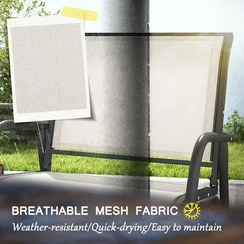 Metal Frame Swing Glider Chairs with Breathable Mesh Fabric (Set of 2)