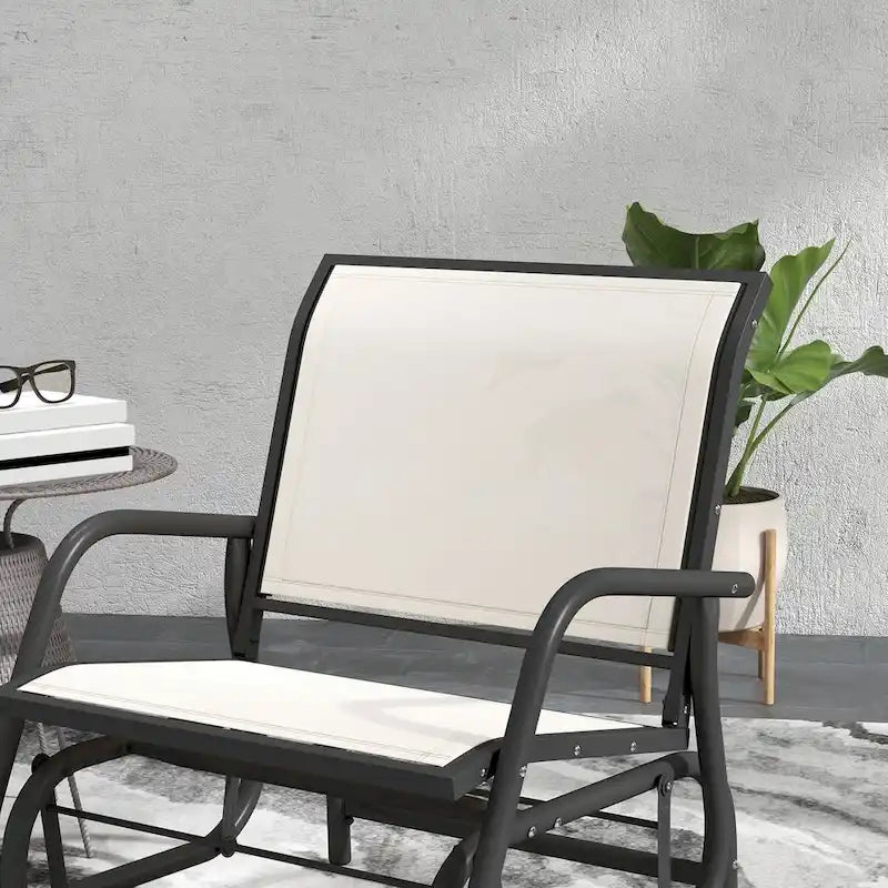 Metal Frame Swing Glider Chairs with Breathable Mesh Fabric (Set of 2)