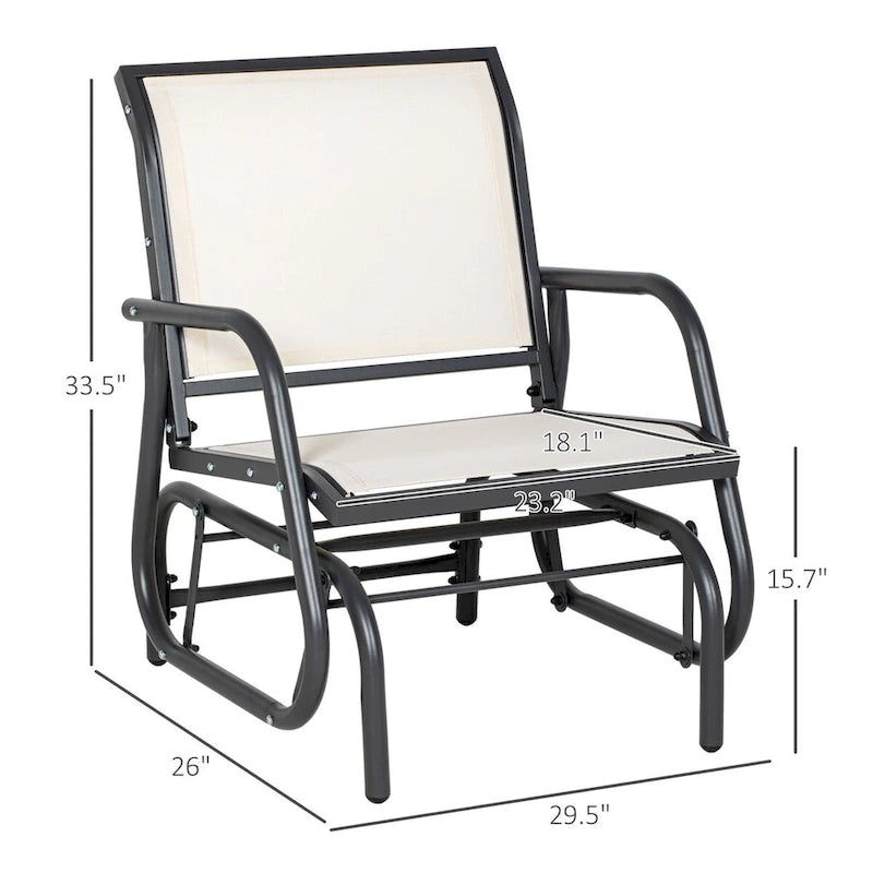 Metal Frame Swing Glider Chairs with Breathable Mesh Fabric (Set of 2)
