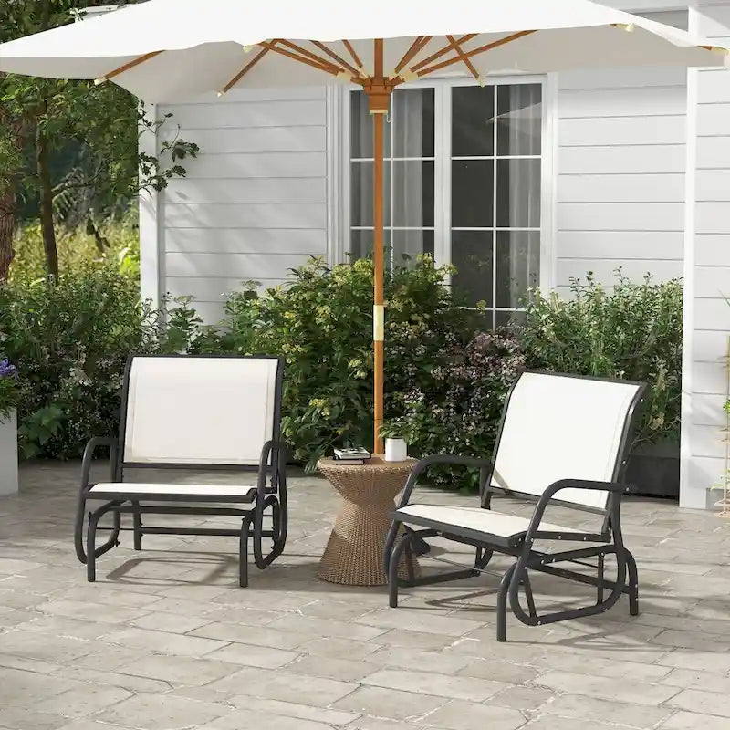 Metal Frame Swing Glider Chairs with Breathable Mesh Fabric (Set of 2)