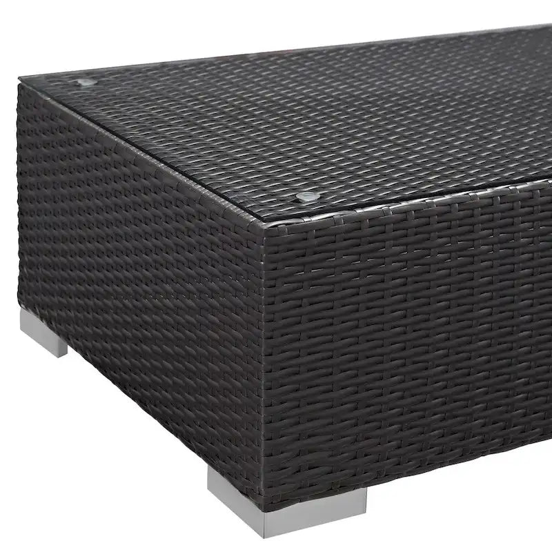 Off-White Rattan Outdoor Coffee Table