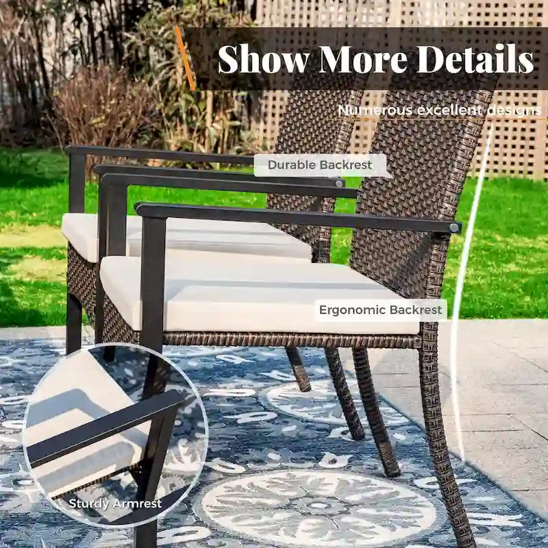 7-Piece Acacia Wood Outdoor Dining Set with Rattan Chairs