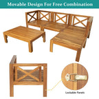 5-Piece Wooden Sectional Sofa Set with Natural Finish and Upgraded Zippered Fabrics - Lockable Panels for Security