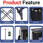 Camping Table, Camp Kitchen, Cook Station, Camping Kitchen Station, Grill Table with Storage, Light Stand and Windshield