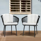 Nuu Garden Outdoor Patio Woven Rope Chairs with 1.97  Thick Cushions, Beige