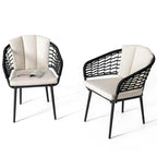 Nuu Garden Outdoor Patio Woven Rope Chairs with 1.97  Thick Cushions, Beige