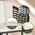 Nuu Garden Outdoor Patio Woven Rope Chairs with 1.97  Thick Cushions, Beige