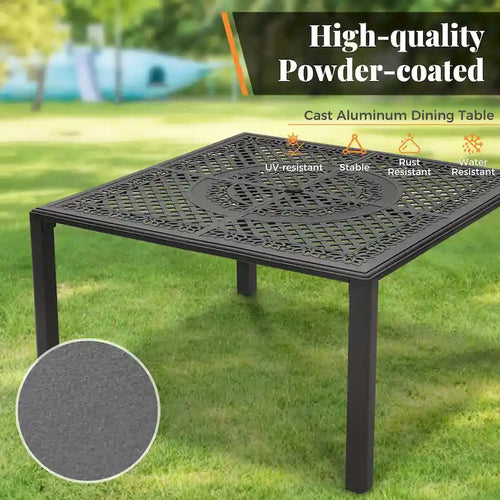 9 Pieces Patio Dining Set Outdoor Rattan Wicker Dining Furniture Set with Umbrella Hole