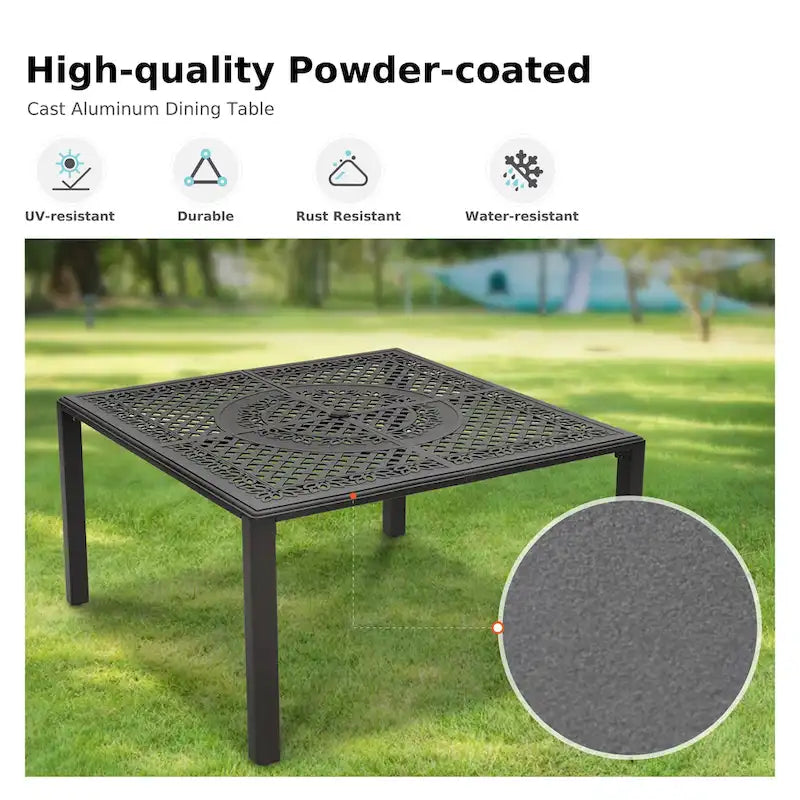 9 Pieces Patio Dining Set Outdoor Rattan Wicker Dining Furniture Set with Umbrella Hole
