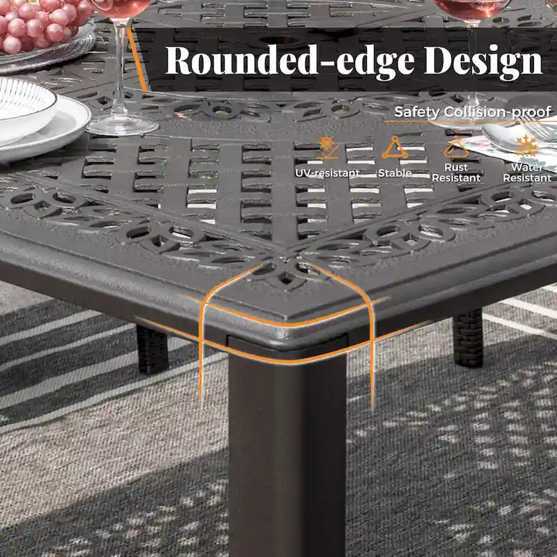 9 Pieces Patio Dining Set Outdoor Rattan Wicker Dining Furniture Set with Umbrella Hole