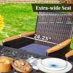 9 Pieces Patio Dining Set Outdoor Rattan Wicker Dining Furniture Set with Umbrella Hole