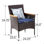 9 Pieces Patio Dining Set Outdoor Rattan Wicker Dining Furniture Set with Umbrella Hole