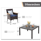 9 Pieces Patio Dining Set Outdoor Rattan Wicker Dining Furniture Set with Umbrella Hole
