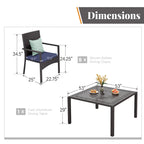 9 Pieces Patio Dining Set Outdoor Rattan Wicker Dining Furniture Set with Umbrella Hole