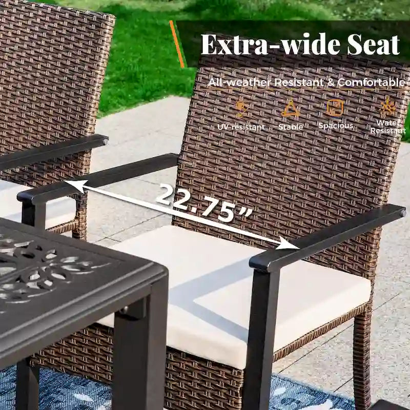 9 Pieces Patio Dining Set Outdoor Rattan Wicker Dining Furniture Set with Umbrella Hole