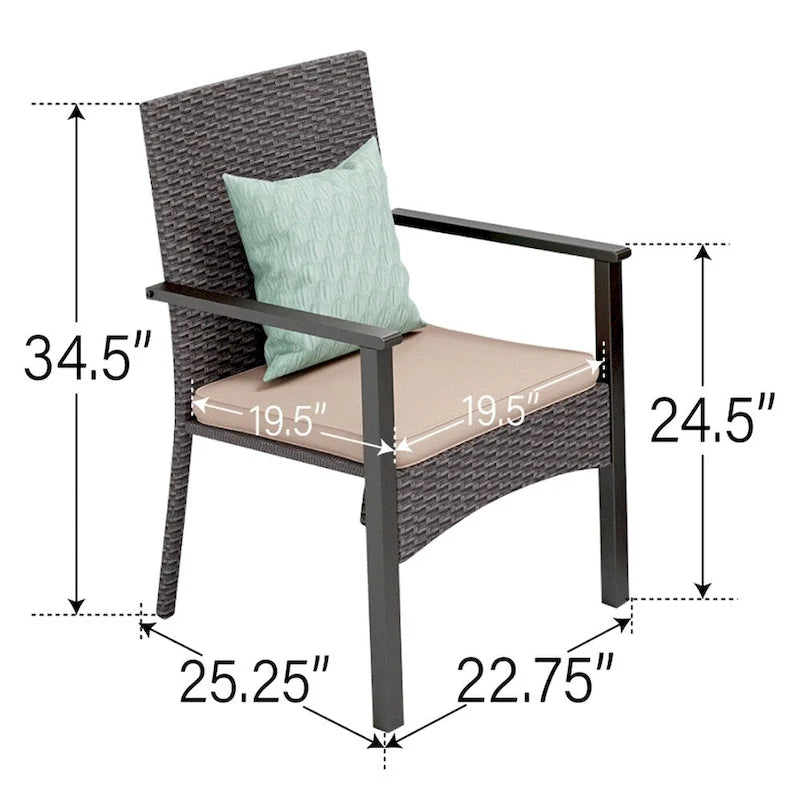 9 Pieces Patio Dining Set Outdoor Rattan Wicker Dining Furniture Set with Umbrella Hole