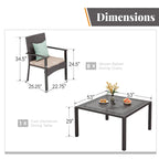 9 Pieces Patio Dining Set Outdoor Rattan Wicker Dining Furniture Set with Umbrella Hole