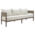 Modern Outdoor Sofa 77.4" 3-Seater Beige Cushioned Patio Couch with Aluminum Frame - Weather Resistant Olefin Fabric